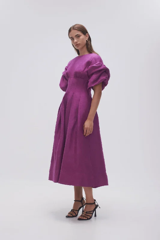 Adelie Puff Sleeve Midi Dress