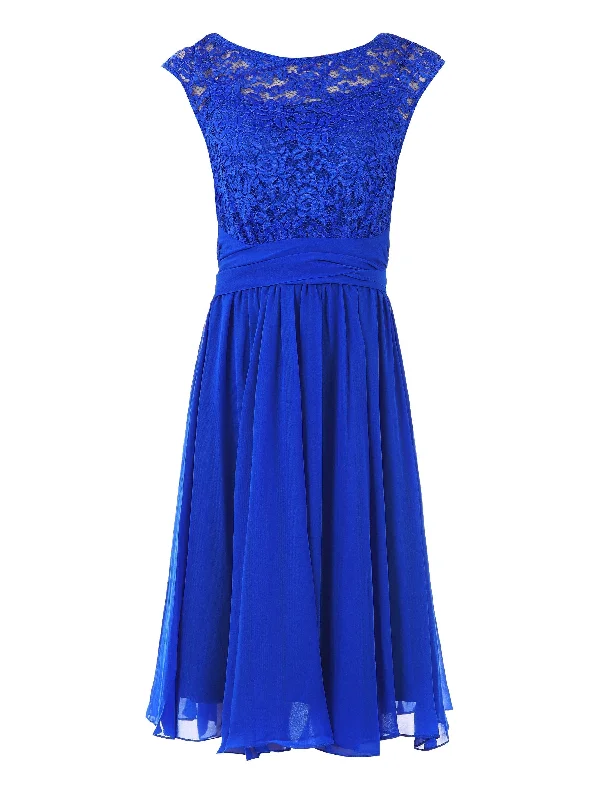 Basia Floral Lace Midi Dress, Royal Blue