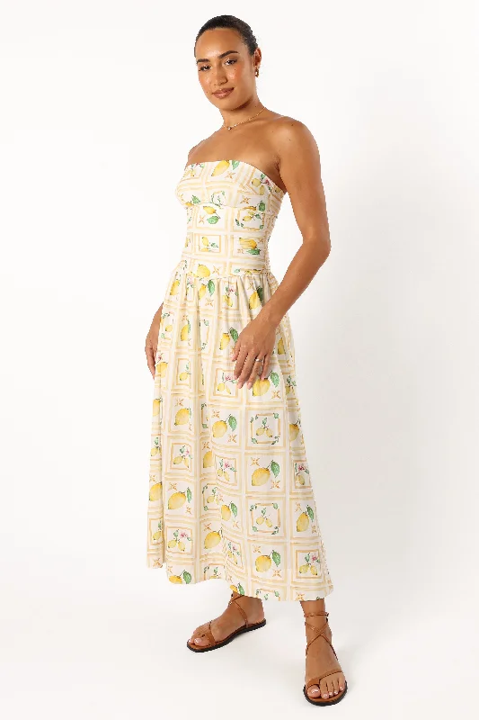 Cintrico Strapless Midi Dress - Lemon