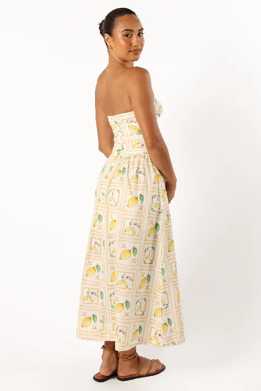 Cintrico Strapless Midi Dress - Lemon