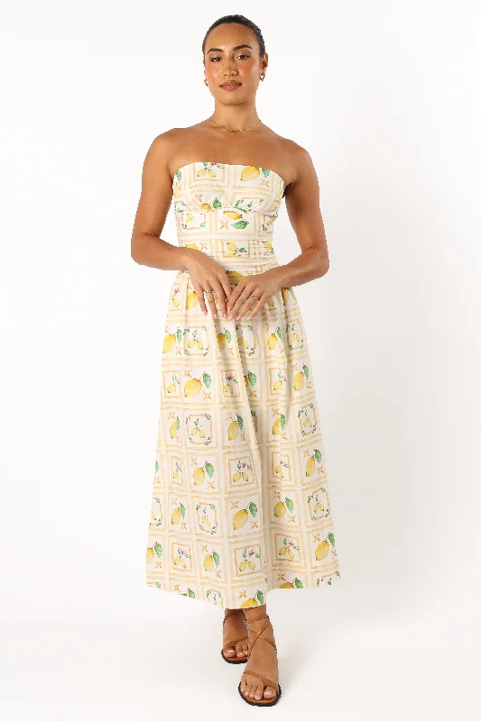 Cintrico Strapless Midi Dress - Lemon