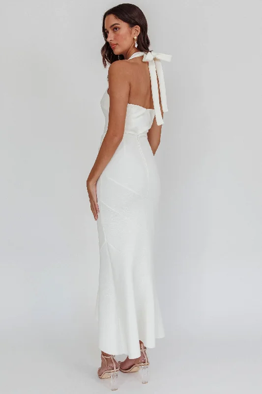 Fire Of Stars Halterneck Midi Dress White