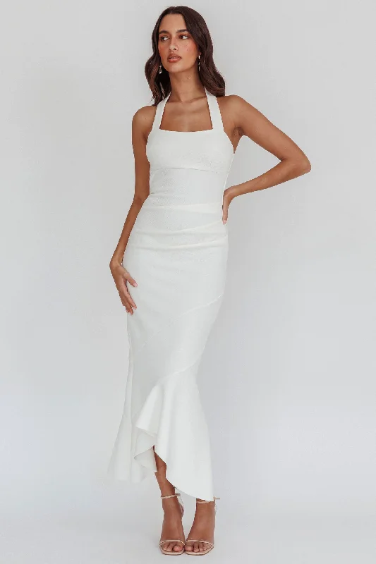 Fire Of Stars Halterneck Midi Dress White