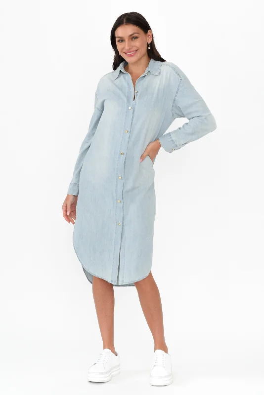 Flight Light Blue Chambray Shirt Dress