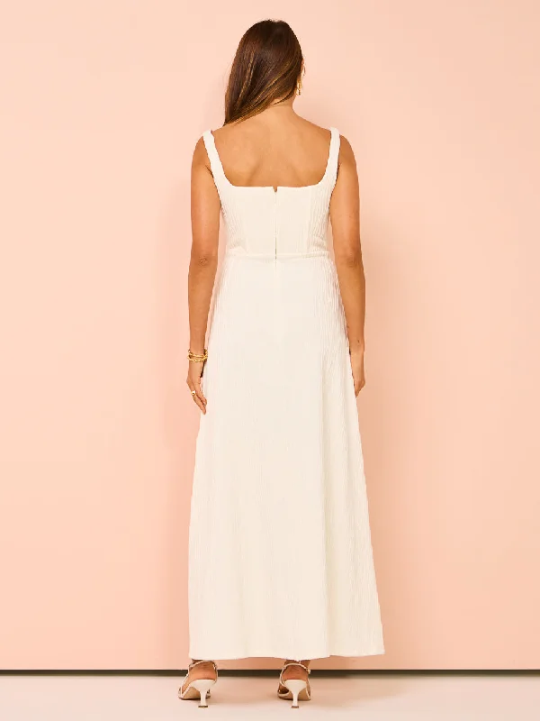 Issy Cupped Rib Maxi Dress in Off White