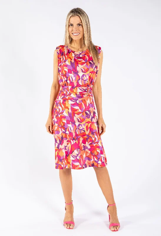 Leaf Print Sleeveless Dress