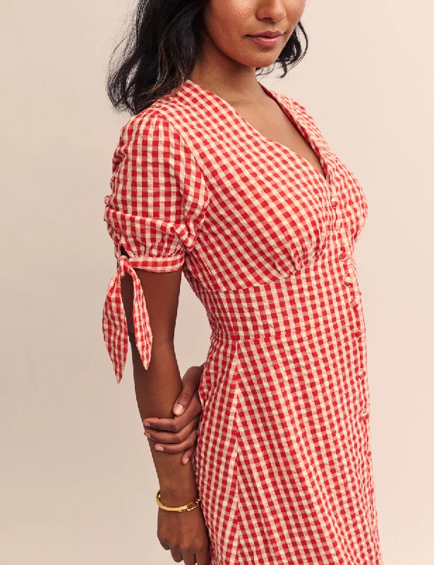 Red Gingham Alexis Midi Dress