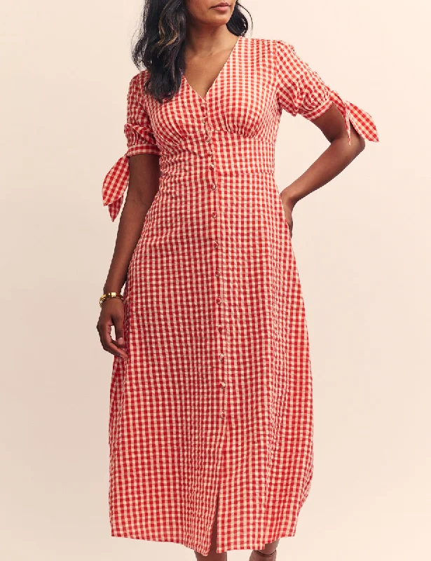 Red Gingham Alexis Midi Dress