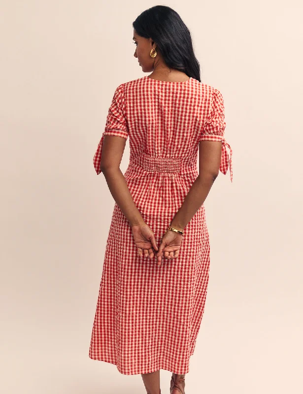 Red Gingham Alexis Midi Dress