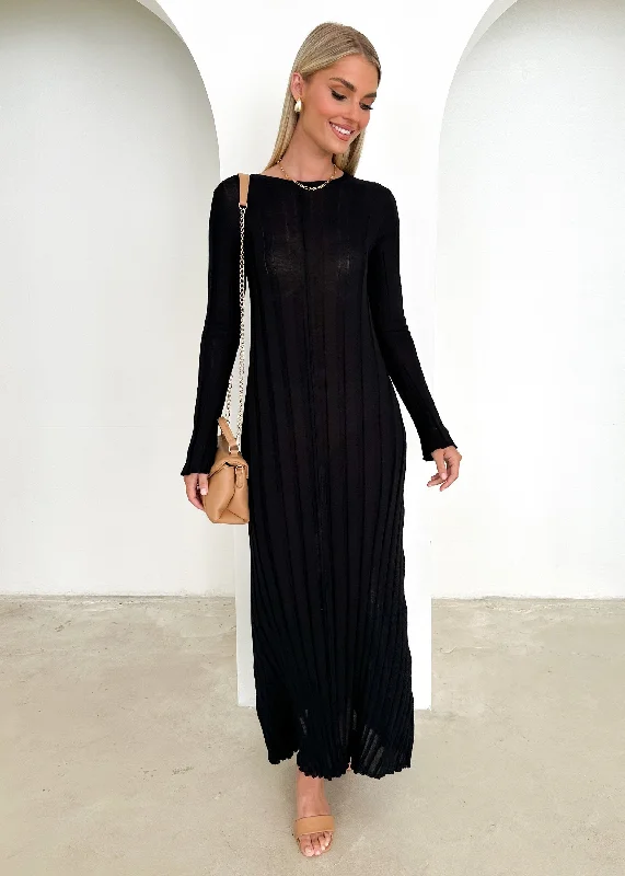 Serah Knit Midi Dress - Black