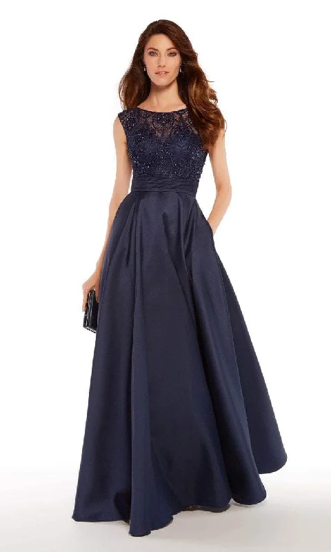 Alyce Paris Cap Sleeve Lace Bateau Mikado Evening Gown 27243