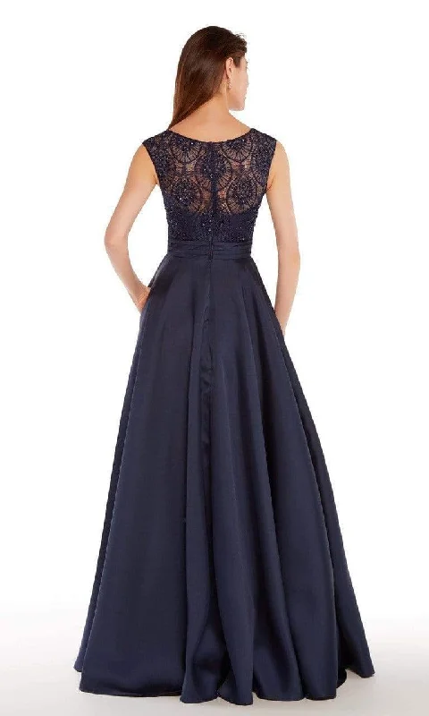 Alyce Paris Cap Sleeve Lace Bateau Mikado Evening Gown 27243