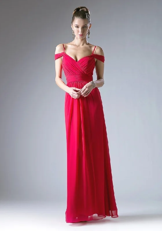 Cinderella Divine Ruched Off Shoulder Chiffon Gown