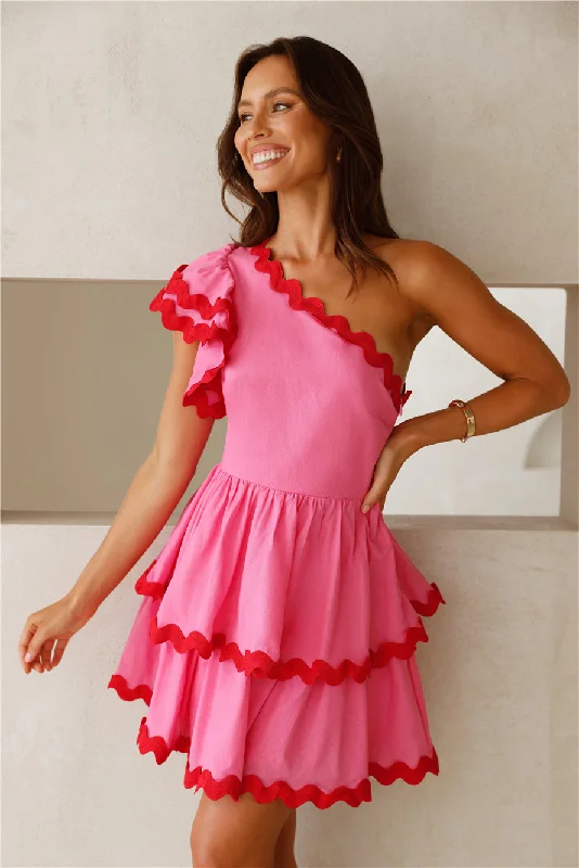 Events To Match One Shoulder Mini Dress Pink