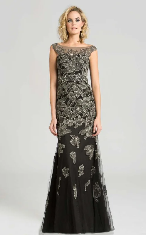 Feriani Couture Illusion Bateau Embellished Evening Gown 18621 - 1 pc Black In Size 6 Available