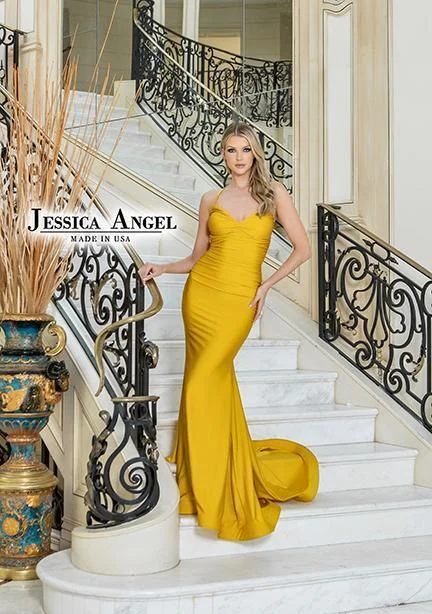 Jessica Angel Spaghetti Strap Long Formal Gown 813