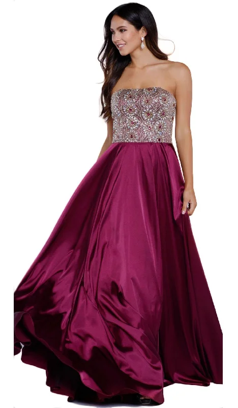 Nox Anabel Strapless Bejeweled Sleek A-Line Gown