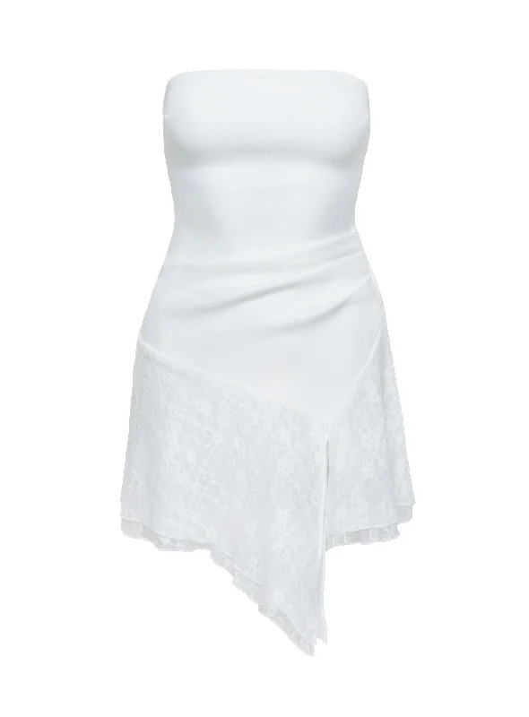 Open Arms Lace Mini Dress White