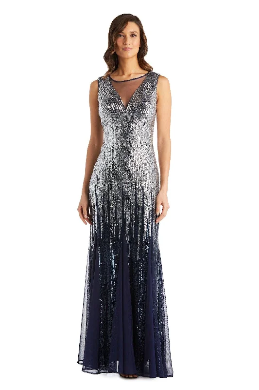 R&M Richards 7156P Long Formal Beaded Petite Dress