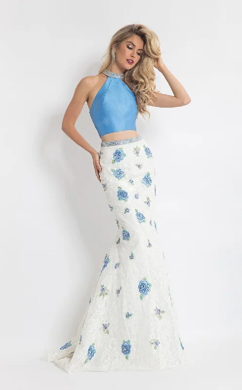 Rachel Allan - Lace Floral Mermaid Dress 6050 - 1 pc Periwinkle/White In Size 4 Available