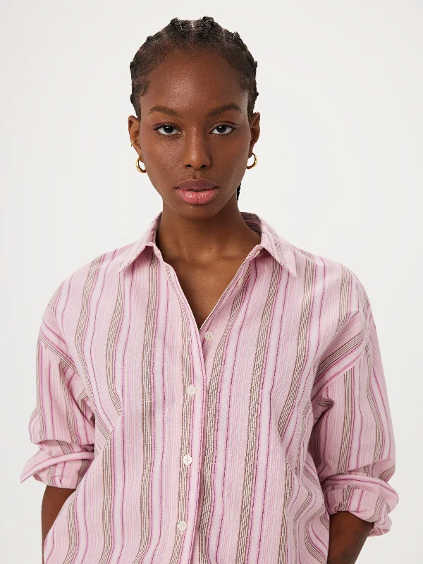 The Loose Striped Kapok Shirt in Pink