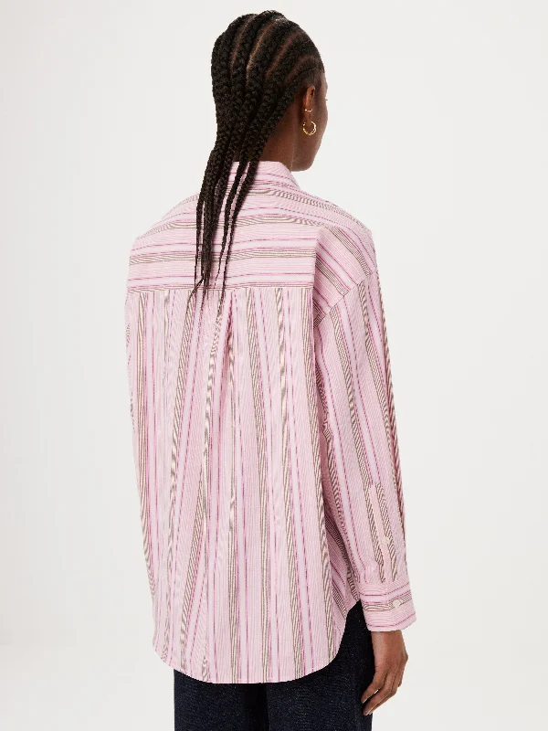 The Loose Striped Kapok Shirt in Pink