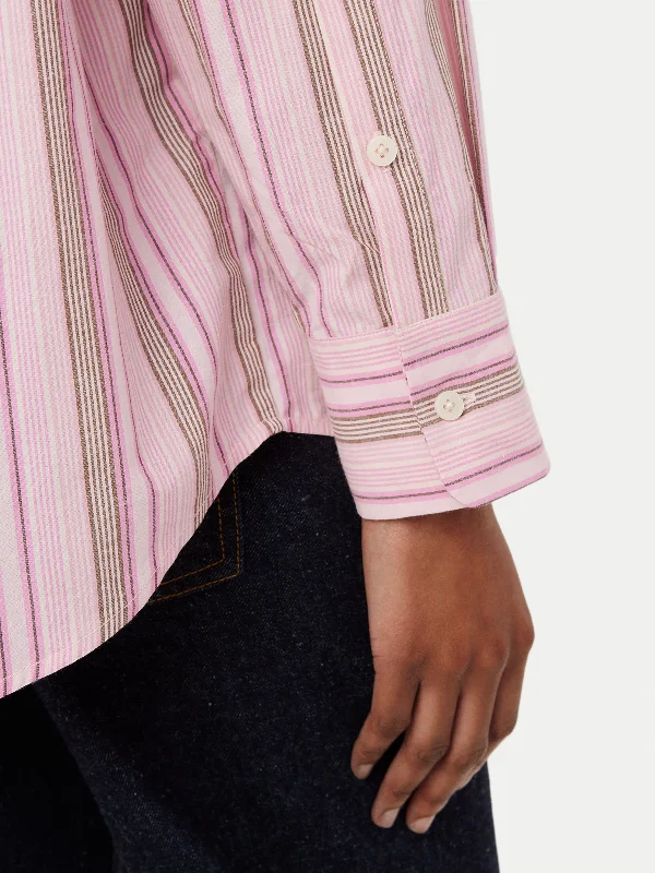 The Loose Striped Kapok Shirt in Pink