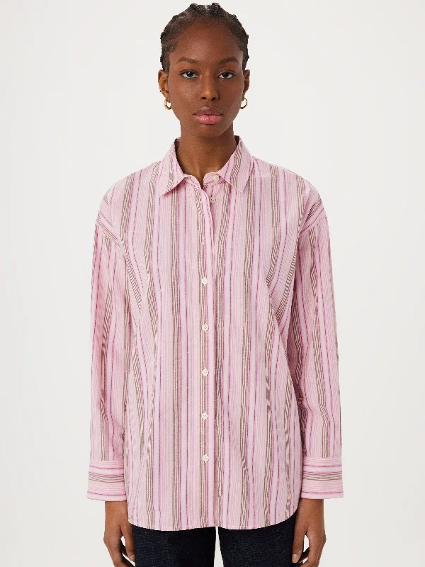 The Loose Striped Kapok Shirt in Pink