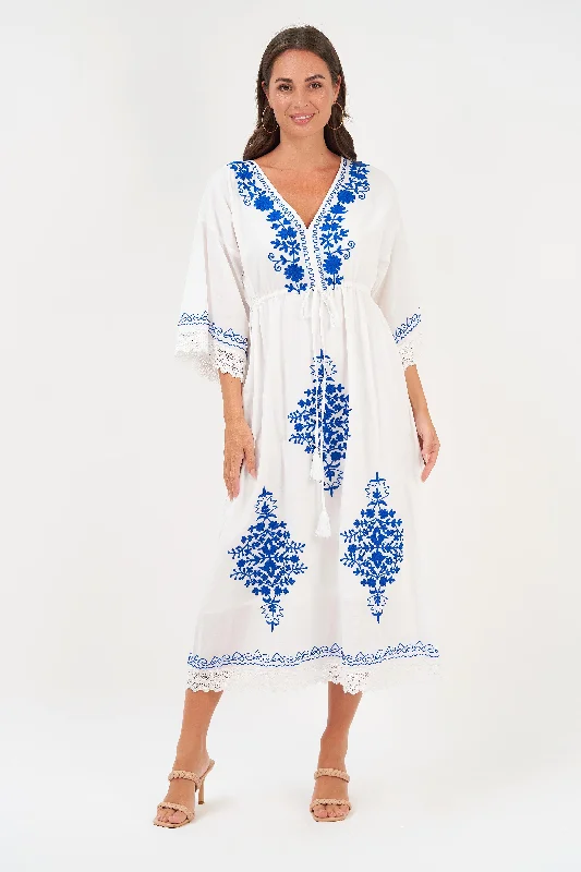 Naudic - Rio Dress - Royal Embroidery - White