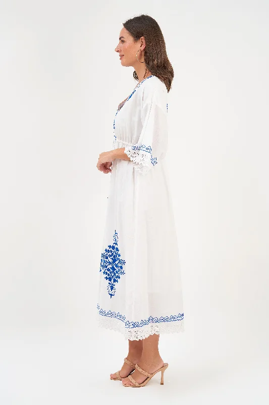 Naudic - Rio Dress - Royal Embroidery - White