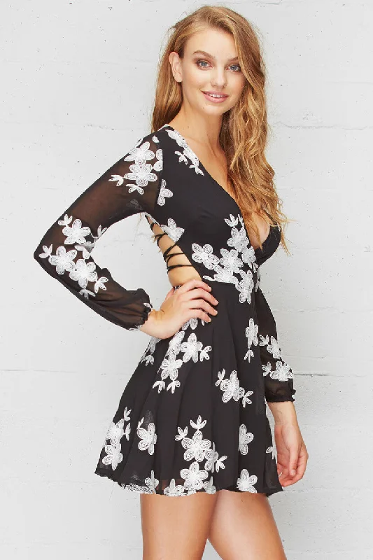 Raina Floral Dress Black