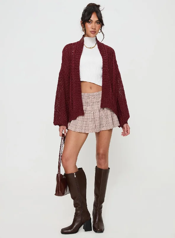 Abner Cable Cardigan Burgundy