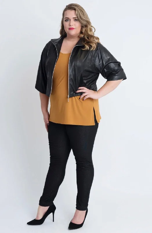 Black Leatherette Crop Jacket