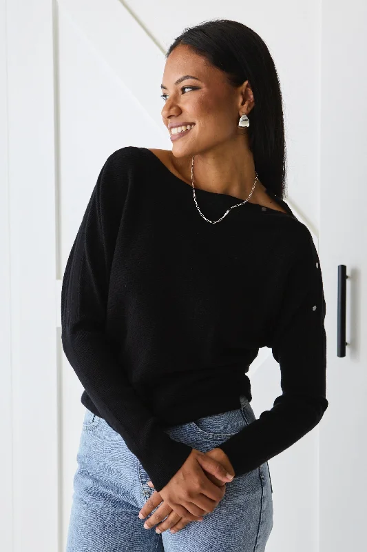 Elope Black Batwing Knit Jumper