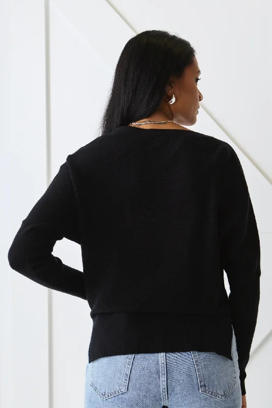 Elope Black Batwing Knit Jumper