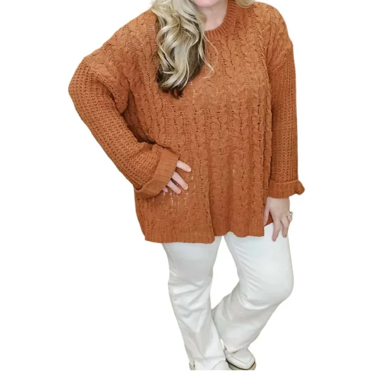 Falling For You Knit Sweater In Camel