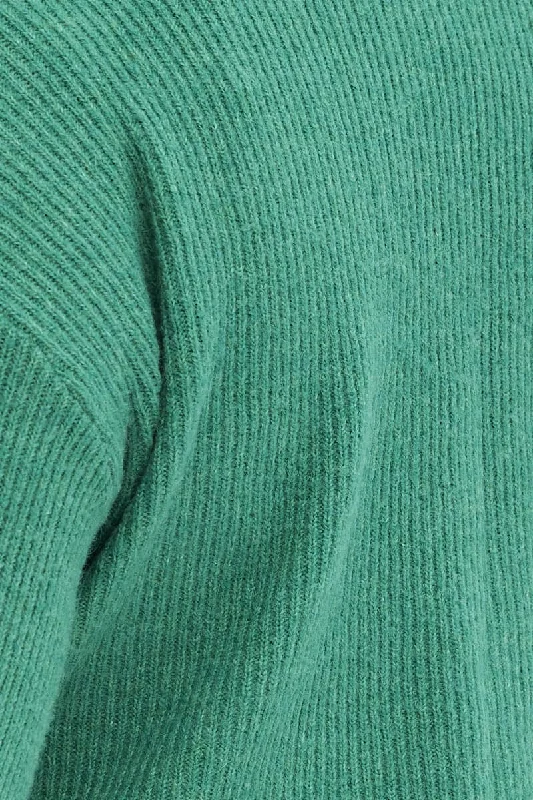 Green Knit Cardigan Long Sleeve Relaxed Fit