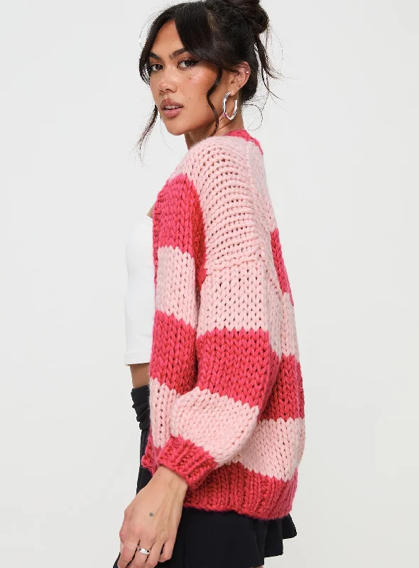 Lester Knit Cardigan Pink Stripe