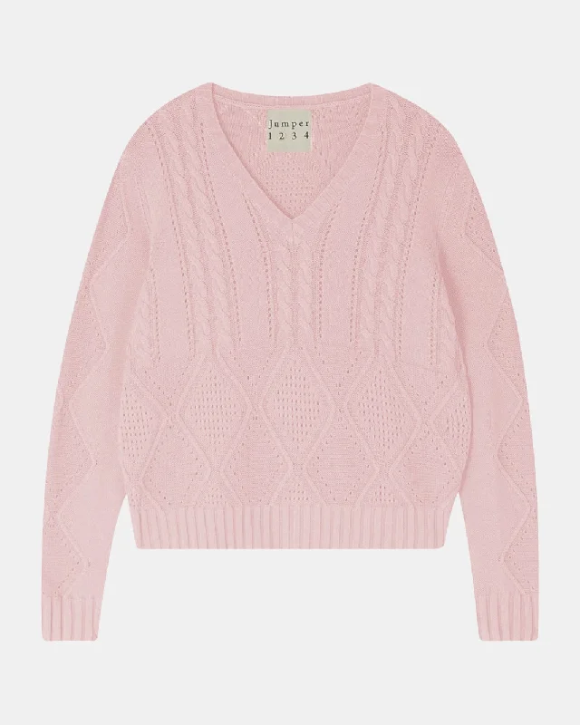 MIX TEXTURE VEE IN PALE PINK