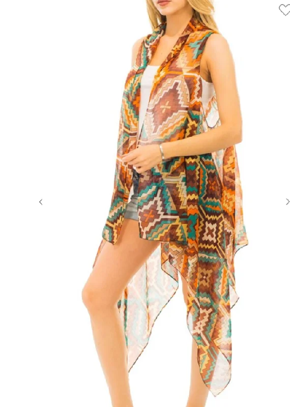 Pixel Inner Diamond Geometric Printed Vest - 3 Colors