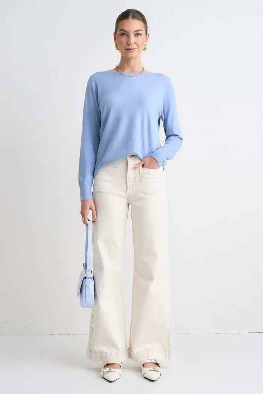 Staycation Sky Blue Fine Gauge Knit Jumper