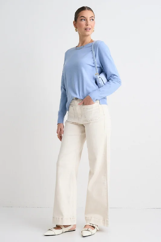 Staycation Sky Blue Fine Gauge Knit Jumper