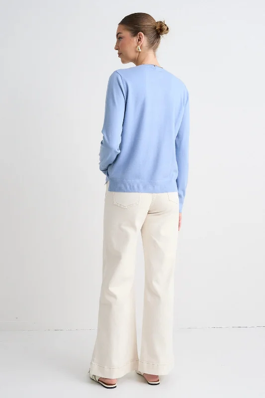 Staycation Sky Blue Fine Gauge Knit Jumper