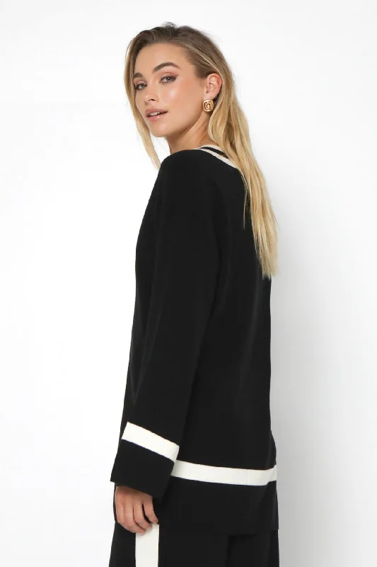 Varsity Black White Detail Knit Jumper