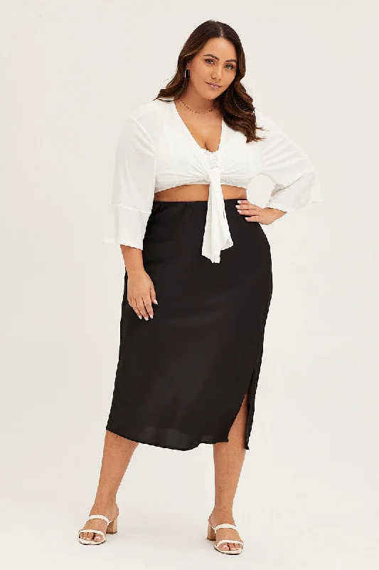 White Ruffle Sleeve Tie Up Crop Cardigan