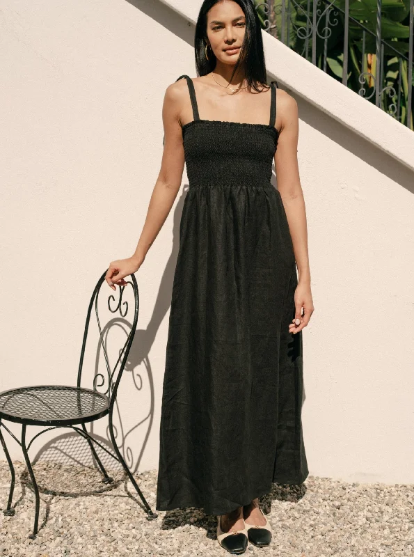 Sophie Dress - Black Linen