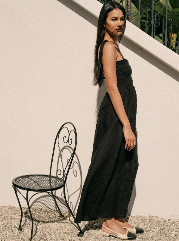 Sophie Dress - Black Linen