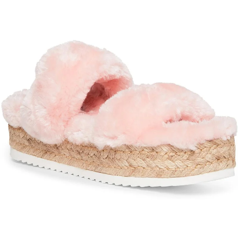 Katana Womens Faux Fur Open Toe Platform Sandals