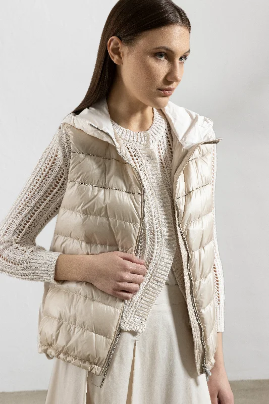 Hooded down-filled vest