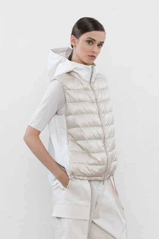 Hooded down-filled vest